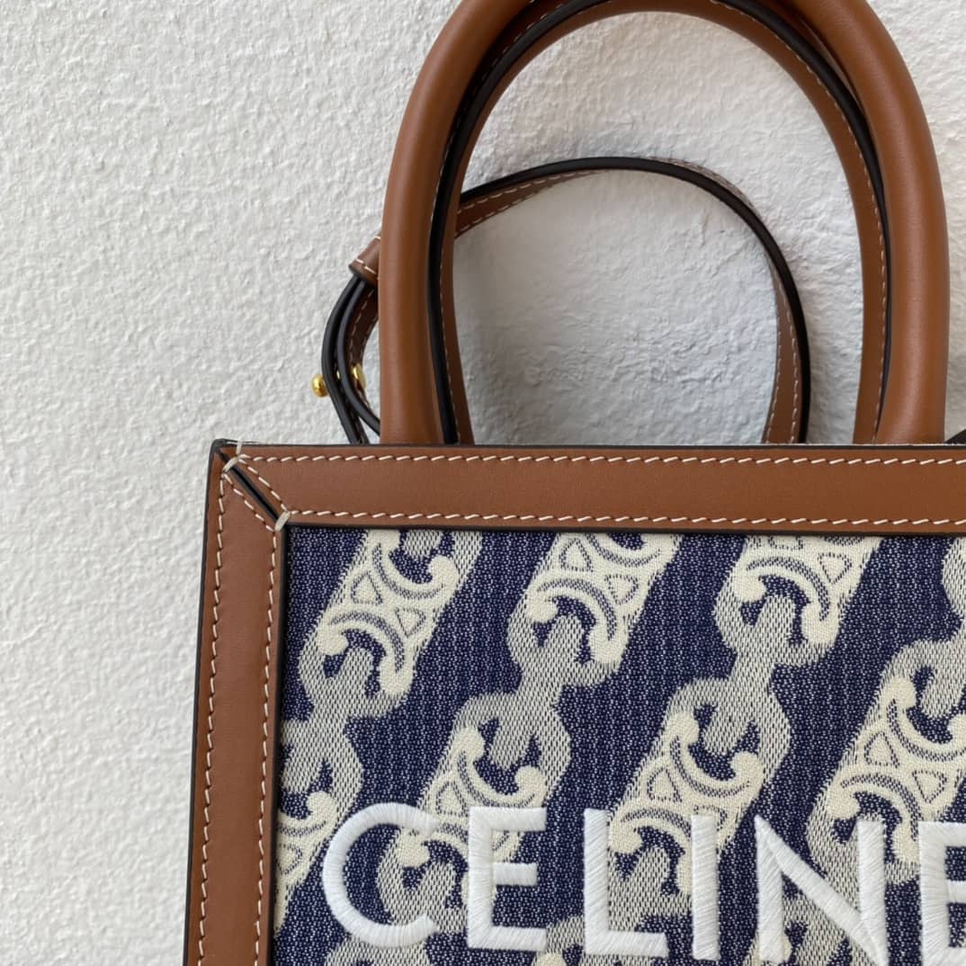 Ce1i*e Triomphe Canvas Calfskin Mini Vertical Cabas Replica Bag