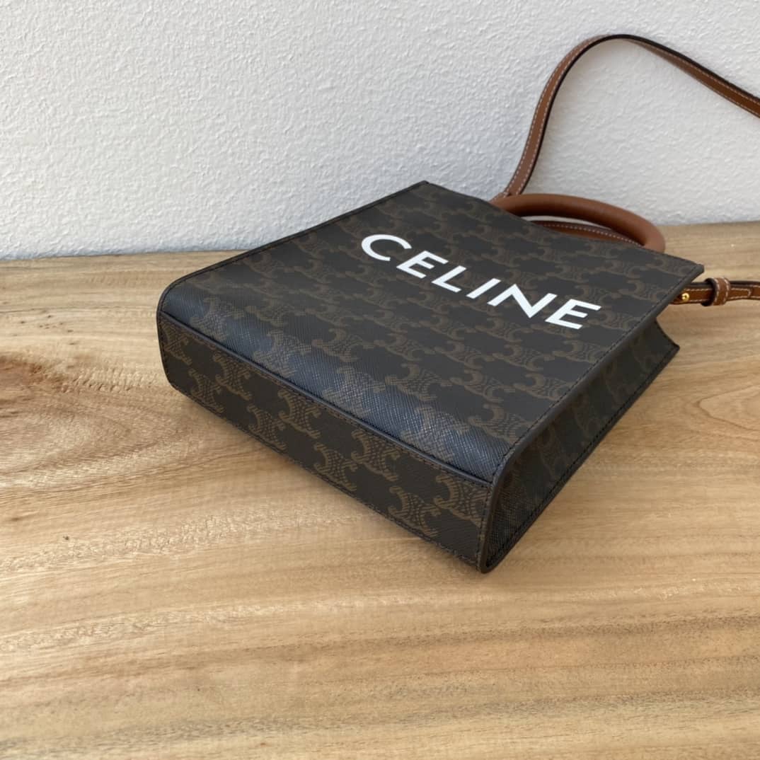 Ce1i*e Triomphe Canvas Calfskin Mini Vertical Cabas Replica Bag