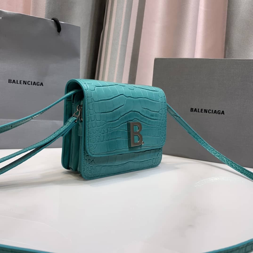 Ba1en*iaga Crocodile Embossed Box Replica Shoulder Bag