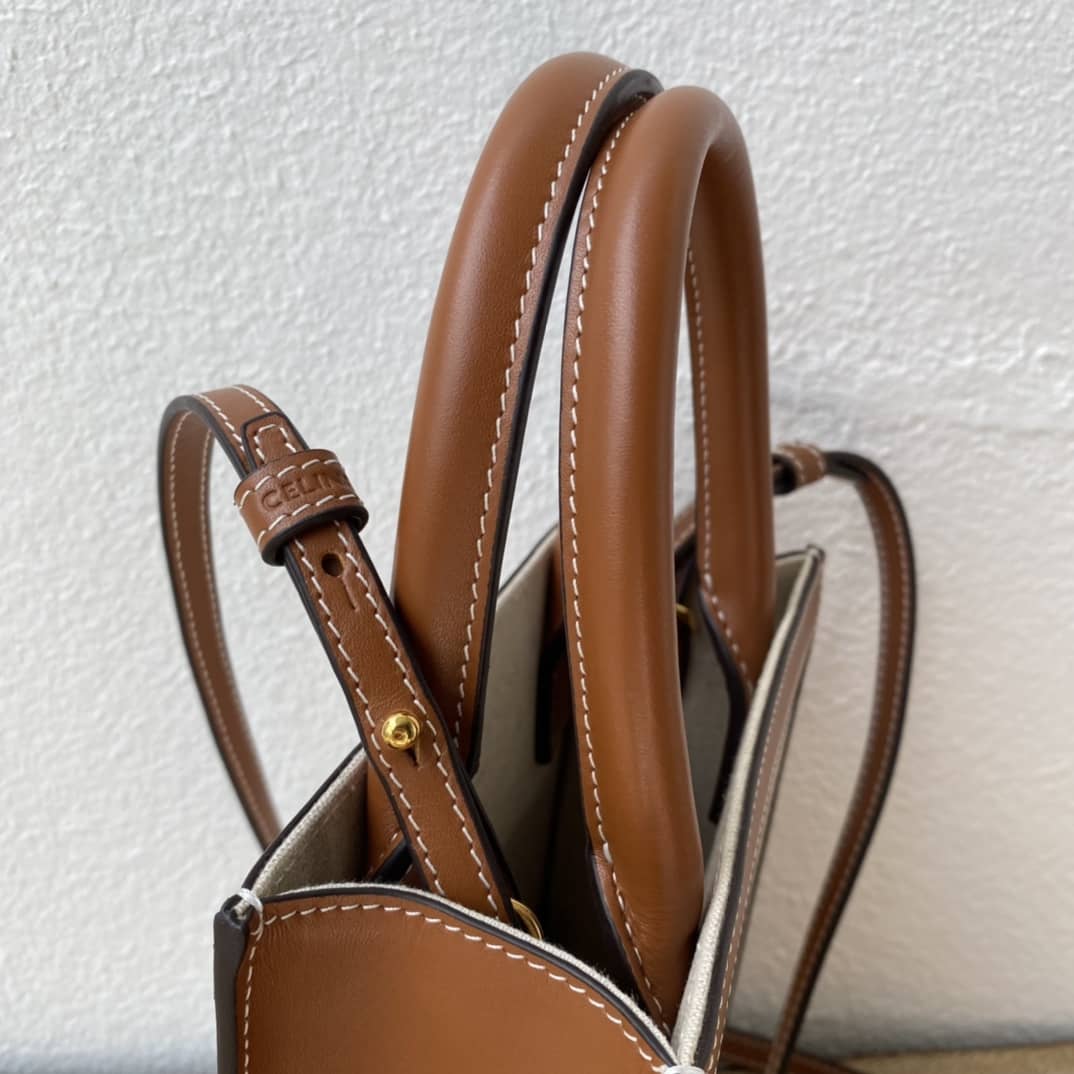 Ce1i*e Triomphe Canvas Calfskin Mini Vertical Cabas Replica Bag