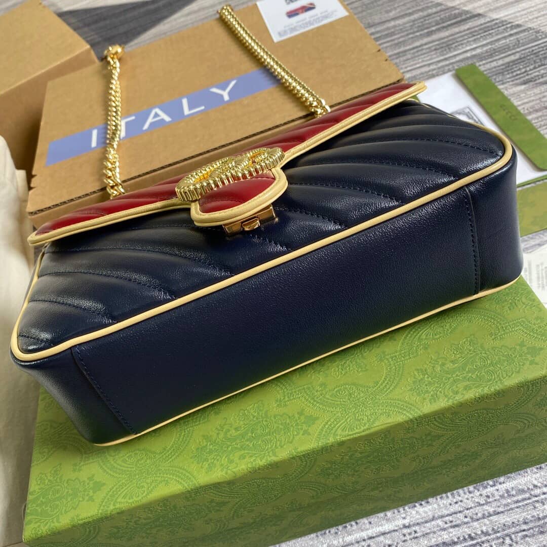 Gvc*1 GG Marmont Matelasse Shoulder Bag Replica Red Blue 443497
