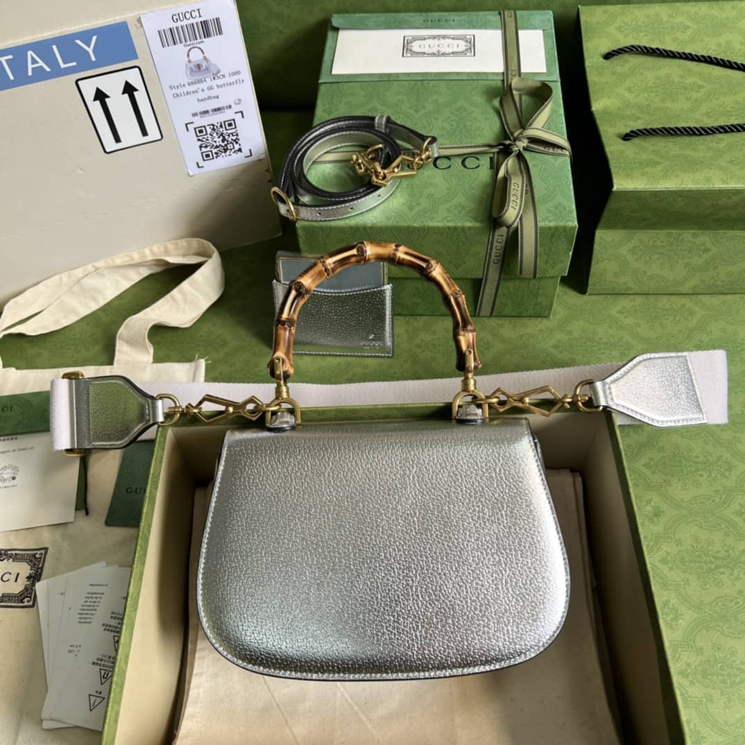 Gvc*1 Bamboo 1947 Small Top Handle Bag 675797 Sliver Replica
