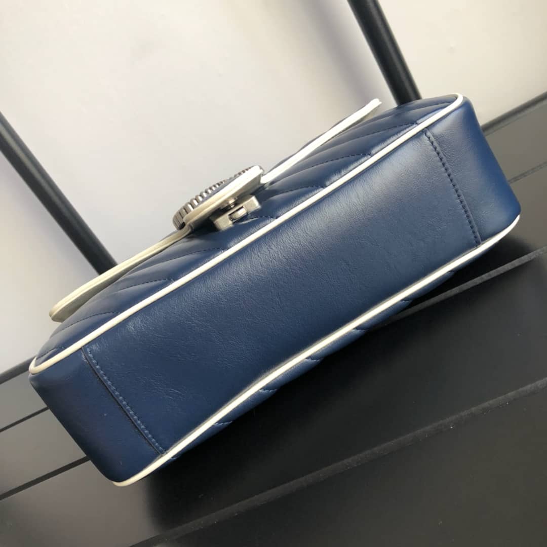 Gvc*1 GG Marmont Matelasse Shoulder Bag Replica Blue 443497