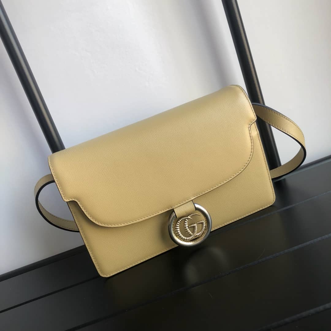 Gvc*1 GG Ring Torchon Leather Shoulder Bag Replica  Yellow 589474