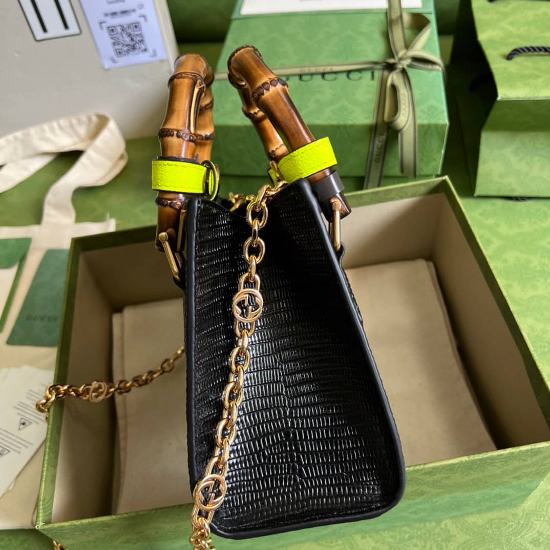 Gvc*1 Diana Lizard Mini Bag Black 675800 Replica Tote