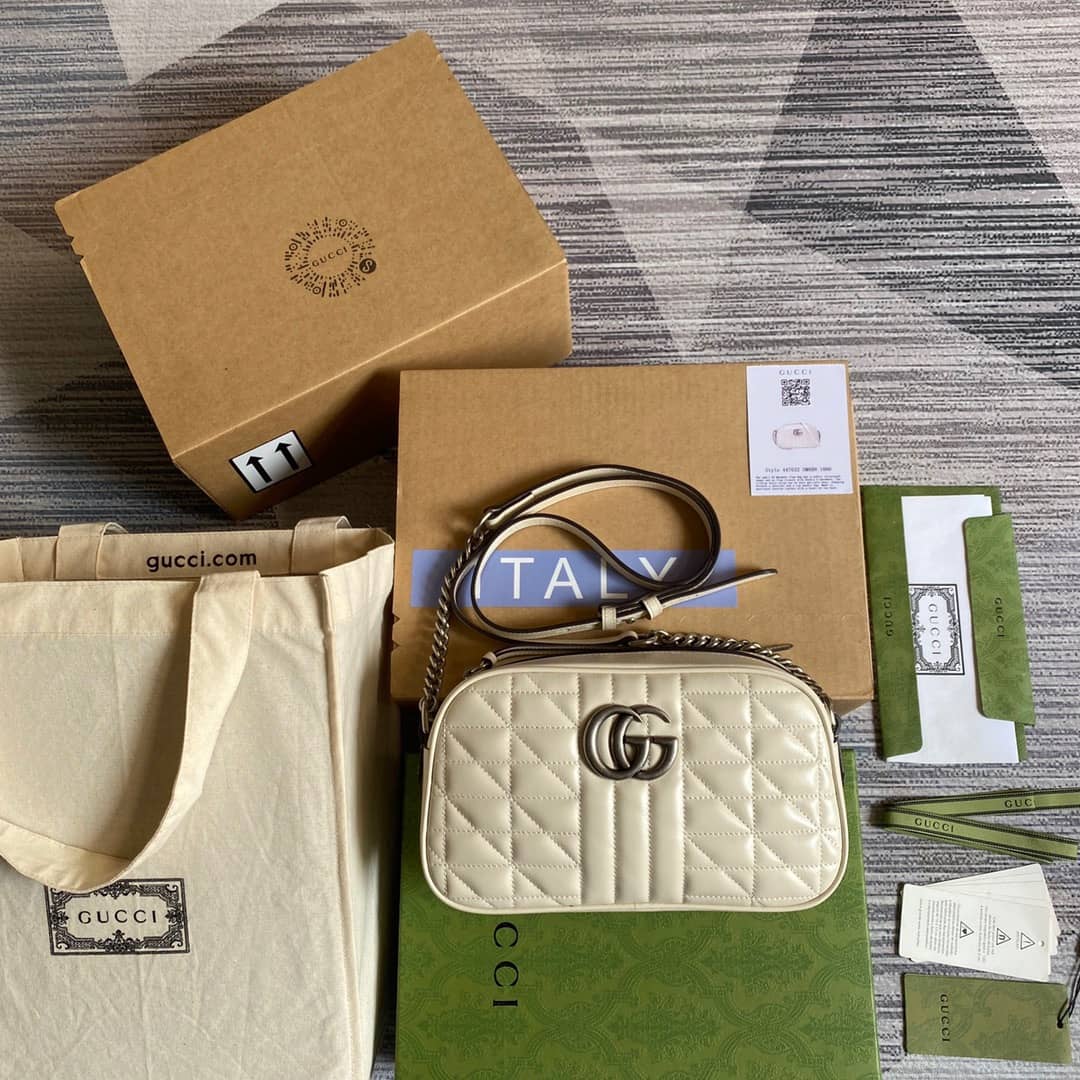 Gvc*1 Handbag Dupes GG Marmont Small Shoulder Handbag Camera Bag Replica White 447632