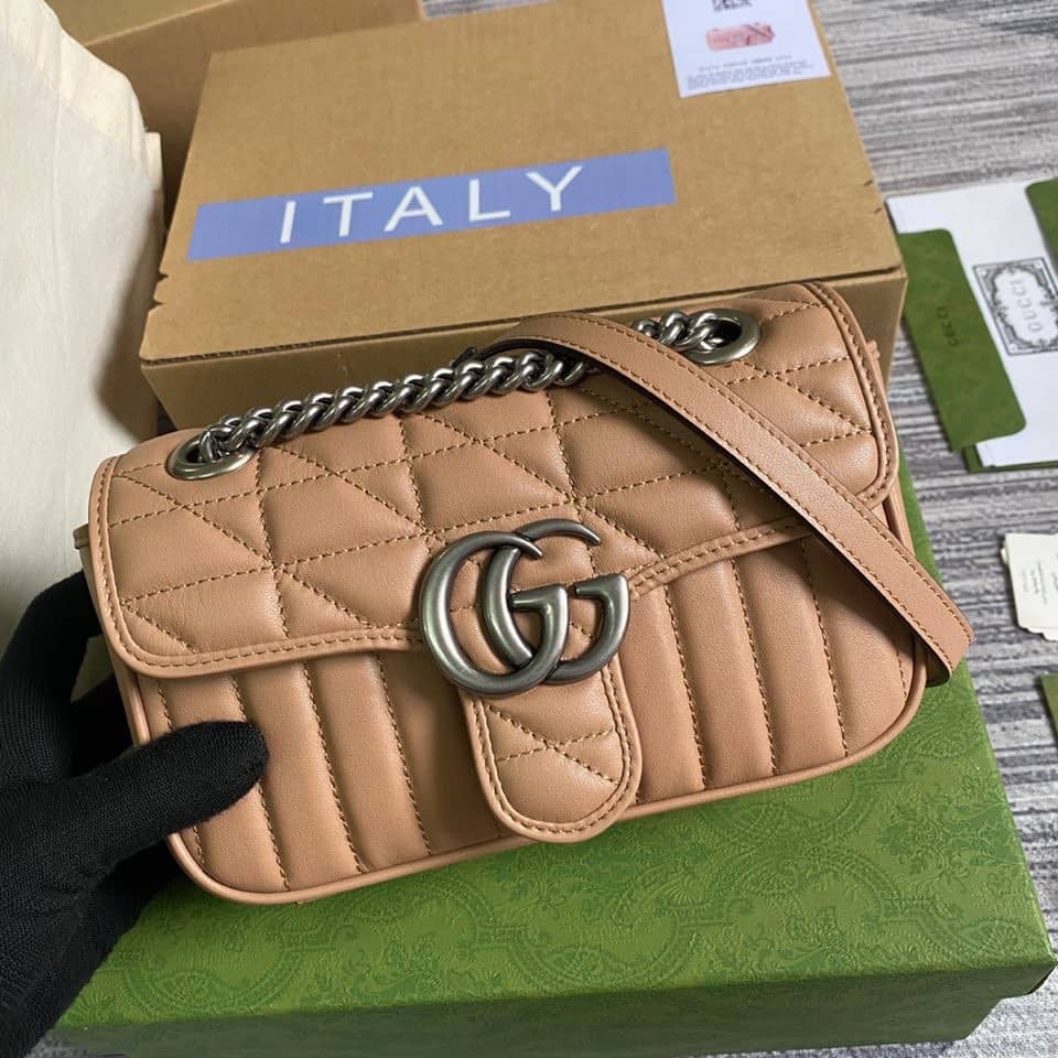 Gvc*1 GG Marmont Mini Matelasse Shoulder Bag Brown Replica 446744