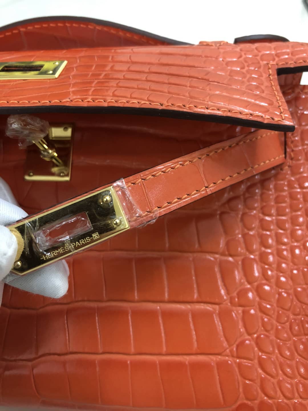 H**me5 Kelly Dupe 22CM Crocodile Shiny Replica Bag