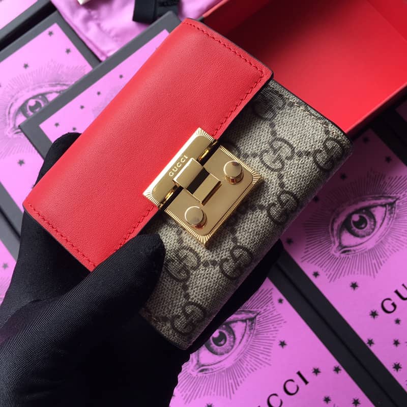 Gvc*1 Padlock Bee Star Print Calfskin Wallet Replica 453155
