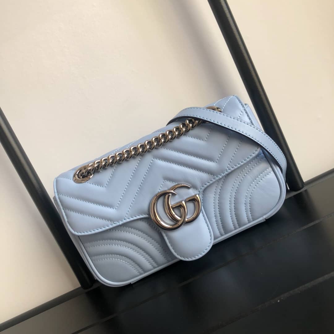 Gvc*1 GG Marmont Mini Matelasse Shoulder Bag Replica Blue 446744