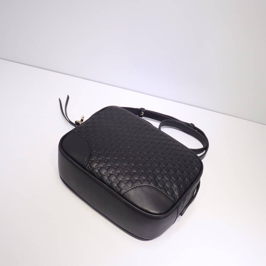 Gvc*1 Bree Gvc*1ssima GG Leather Canvas Camera Bag Replica Black 449413