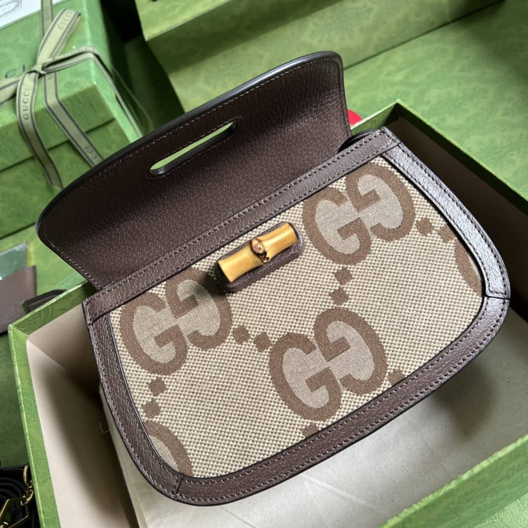 Gvc*1 Small Jumbo GG Shoulder Bag With Bamboo Dark Coffee 675797 Replica