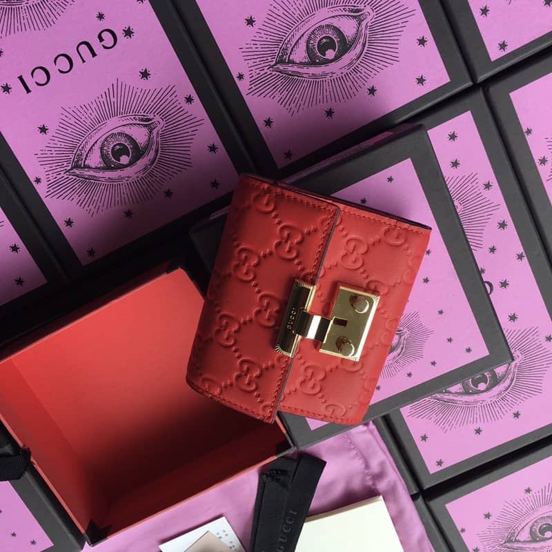 Gvc*1 Padlock Bee Star Print Calfskin Wallet Replica 453155