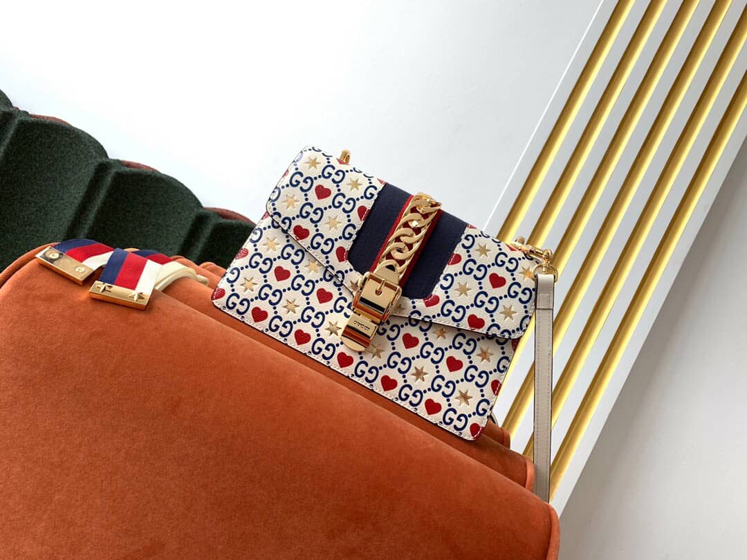Gvc*1 Sylvie Small Leather Shoulder Bag Replica White Blue 524405