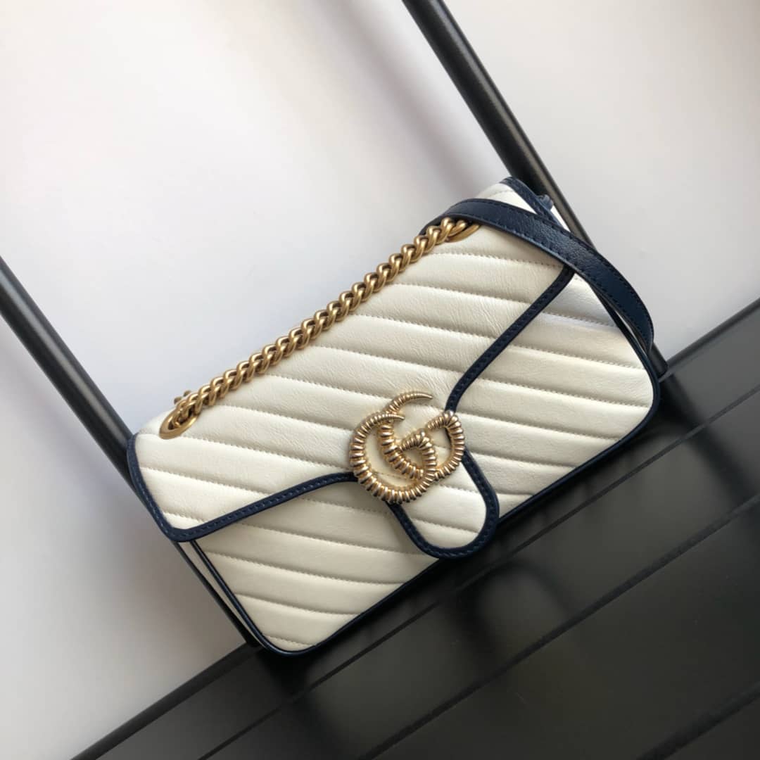 Gvc*1 GG Marmont Matelasse Shoulder Bag Replica White 443497