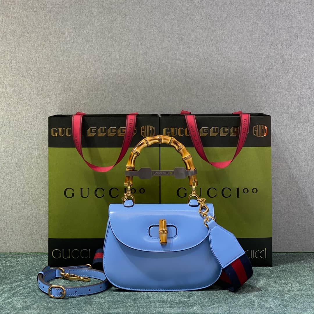 Gvc*1 Bamboo 1947 Small Top Handle Bag 675797 Blue 675797 Replica