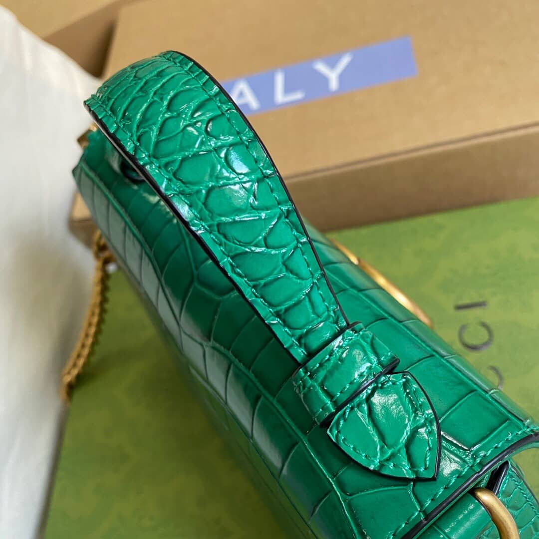 Gvc*1 GG Marmont Mini Leather Top Handle Bag Replica Green 547260