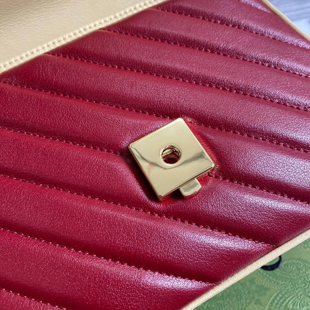 Gvc*1 GG Marmont Mini Top Handle Bag Replica Red Blue 583571