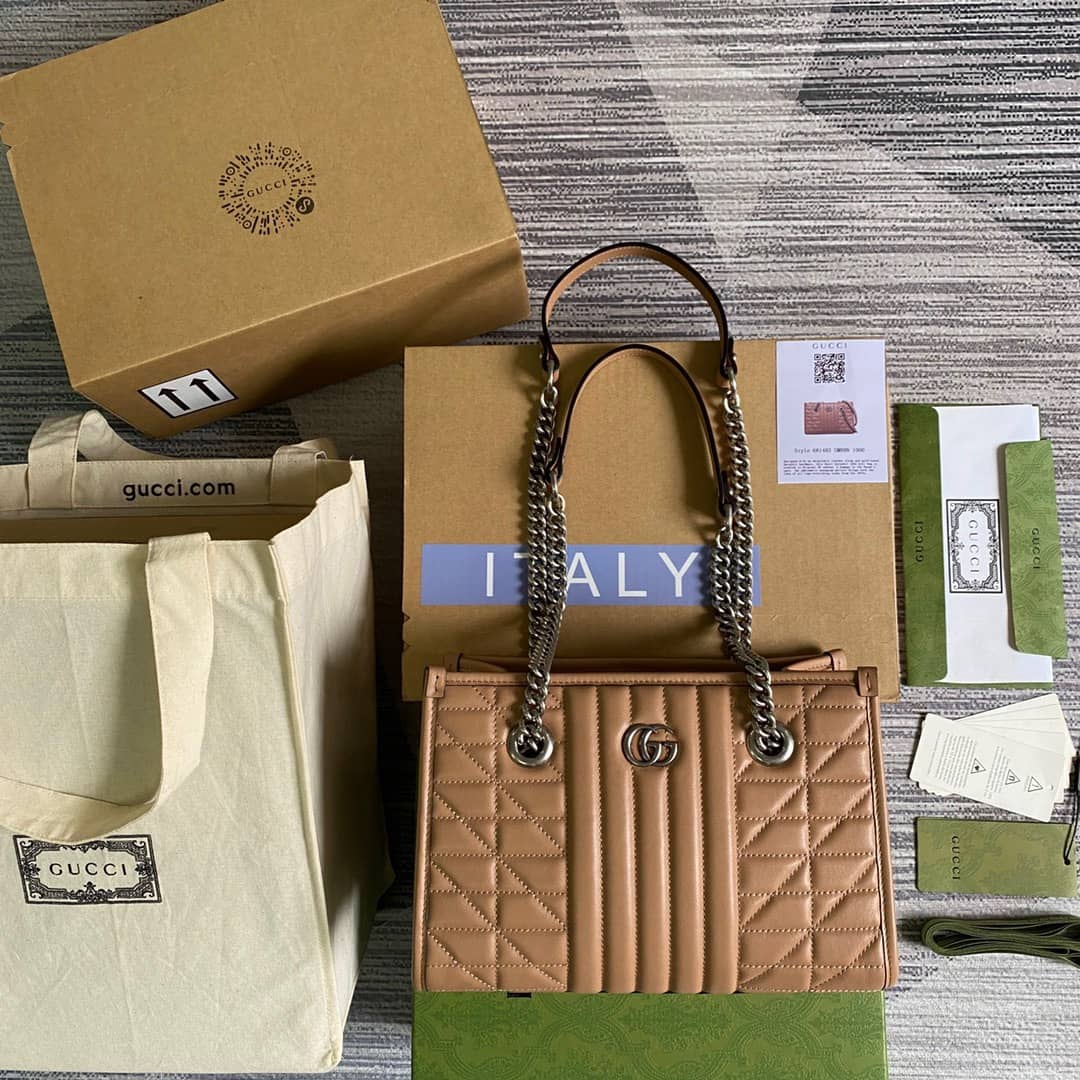 Gvc*1 GG Marmont Small Tote Replica Brown 681483