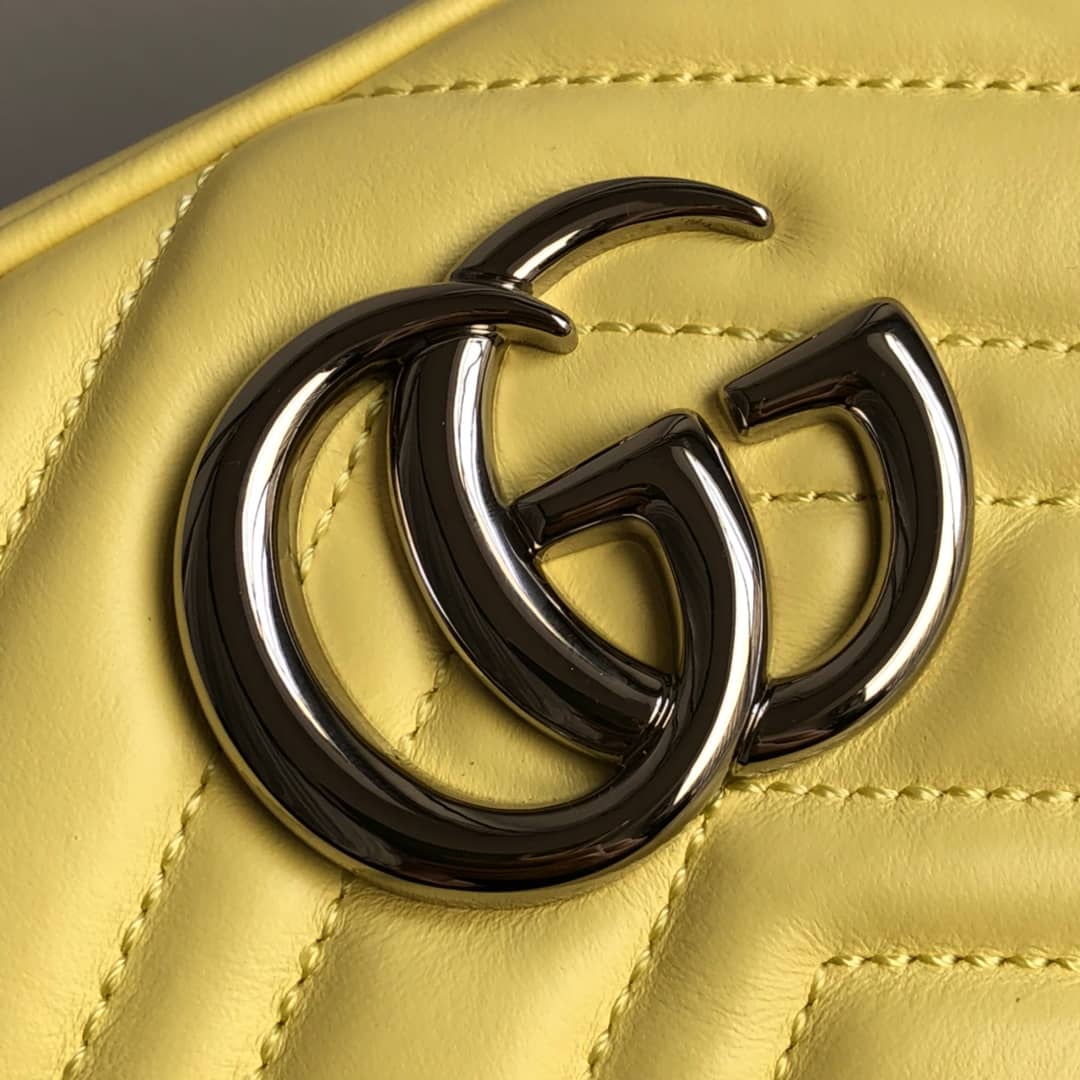 Gvc*1 Handbag Dupes GG Marmont Small Shoulder Handbag Camera Bag Replica Yellow 447632