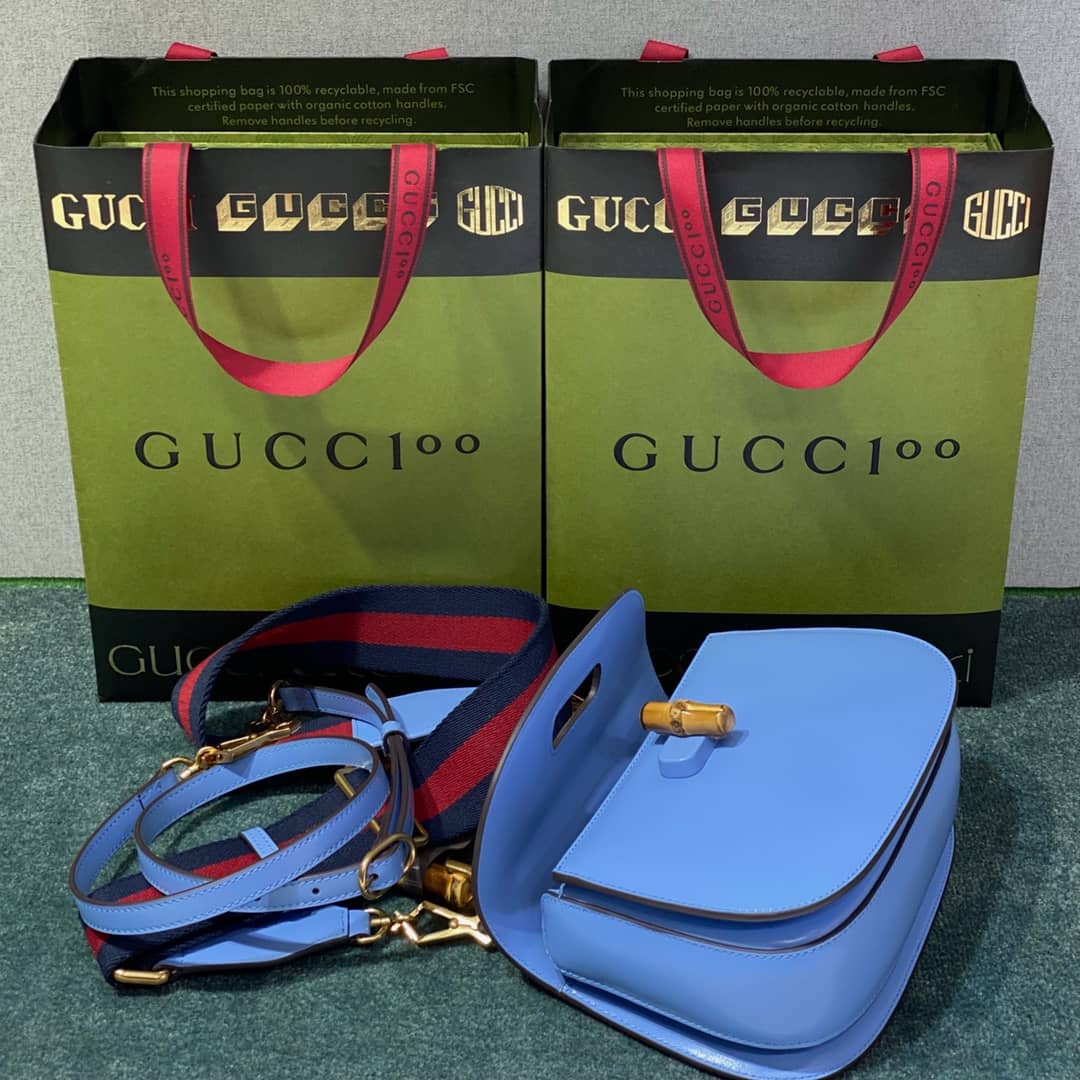 Gvc*1 Bamboo 1947 Small Top Handle Bag 675797 Blue 675797 Replica