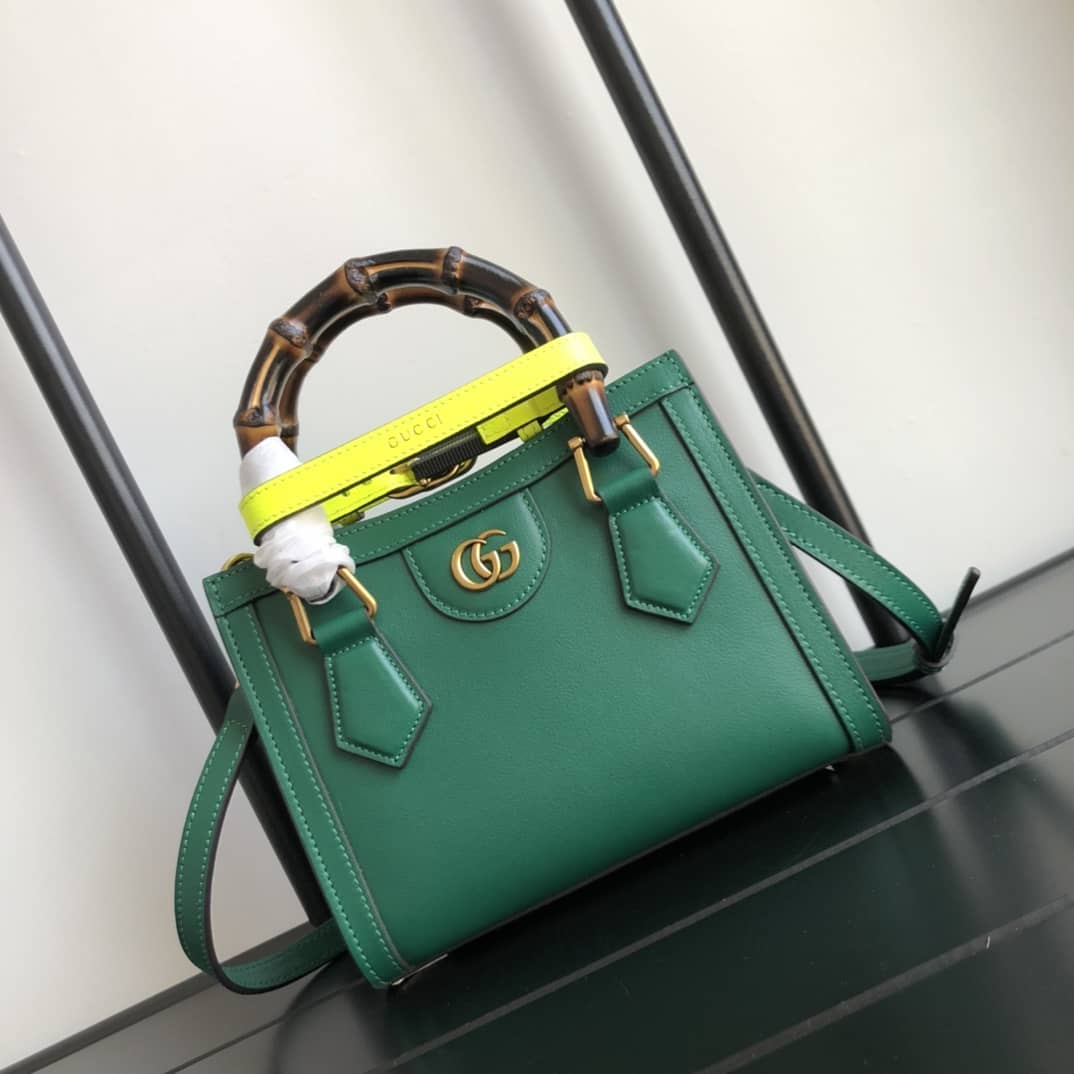 Gvc*1 Diana Mini Bamboo Tote Bag Replica Green 655661