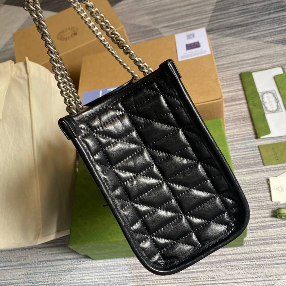 Gvc*1 GG Marmont Small Tote Bag Replica Black 681483