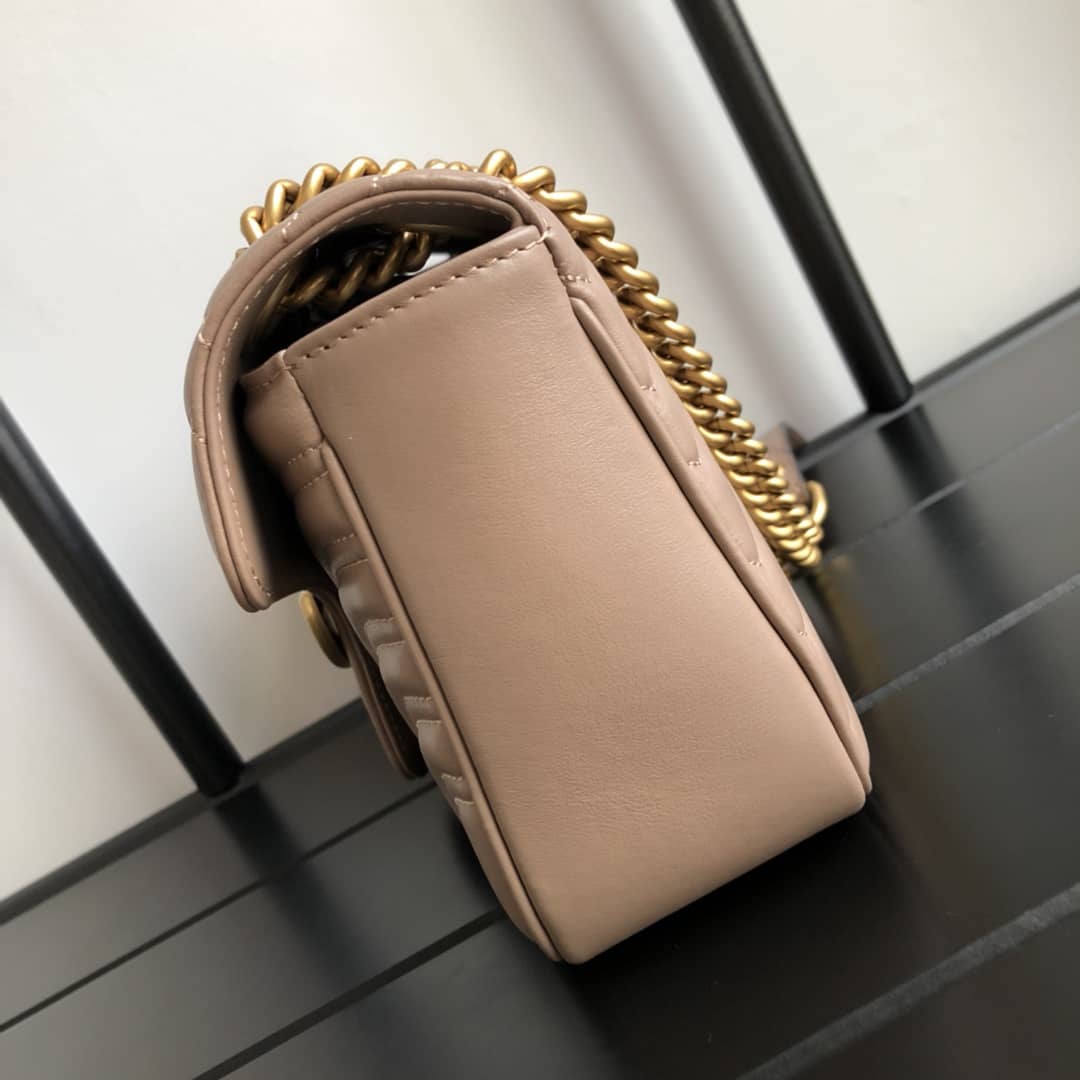 Gvc*1 GG Marmont Matelasse Shoulder Bag Replica Khaki 443497