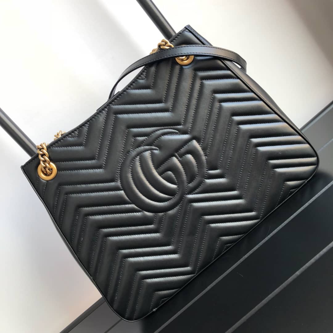 Gvc*1 GG Marmont Chain Shoulder Bag Replica Black 453569