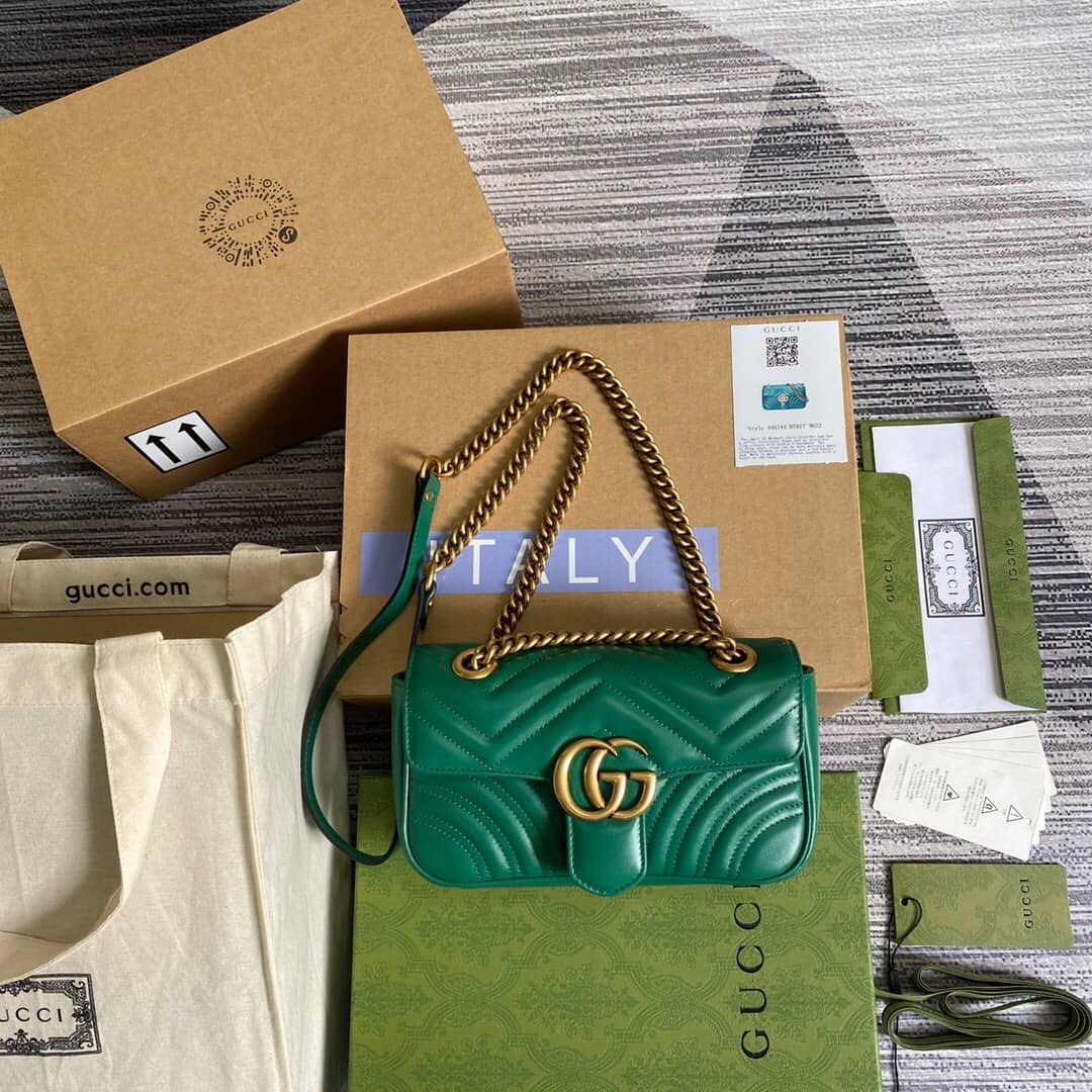 Gvc*1 GG Marmont Mini Matelasse Shoulder Bag Replica Green 446744