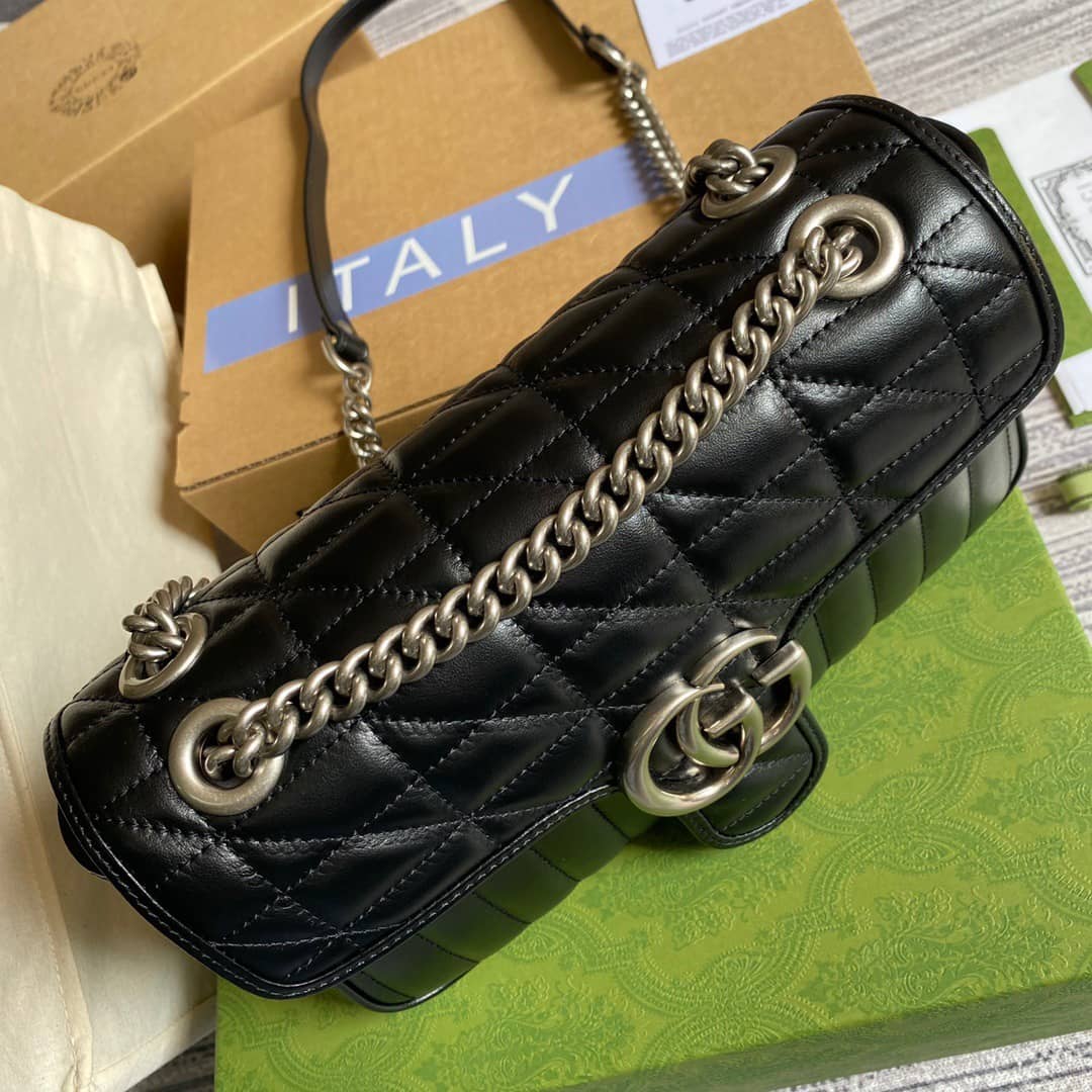 Gvc*1 GG Marmont Matelasse Shoulder Bag Replica Black 443497