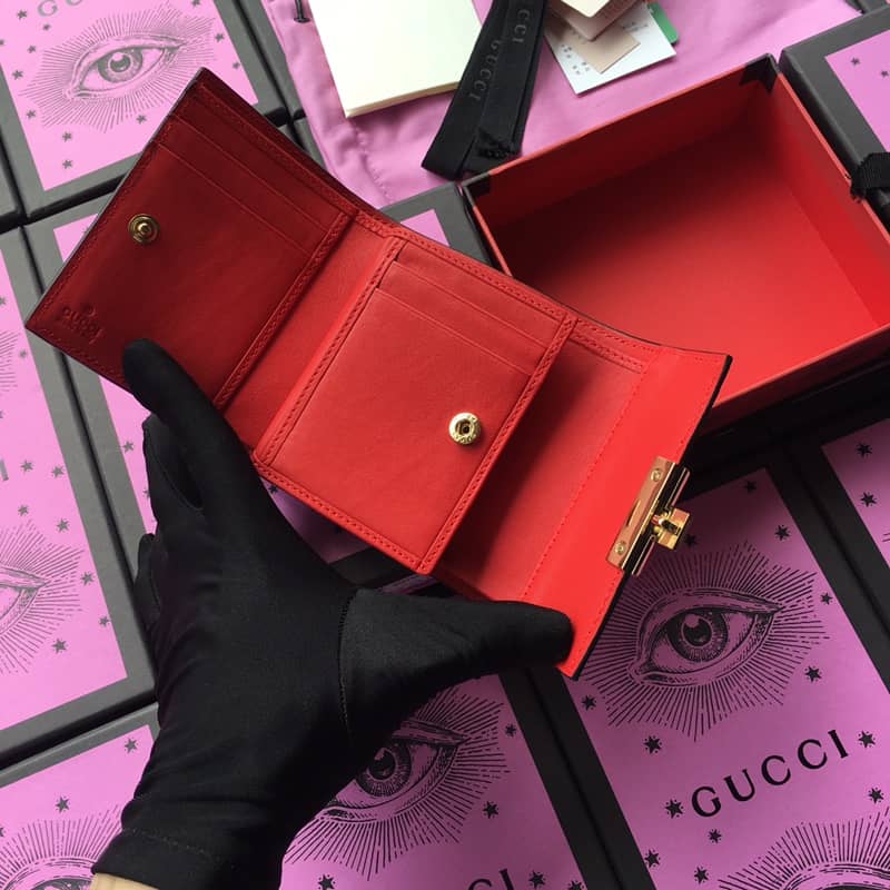 Gvc*1 Padlock Bee Star Print Calfskin Wallet Replica 453155