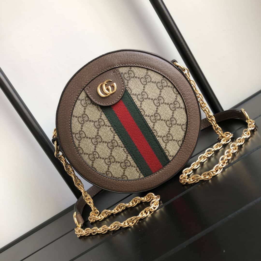 Gvc*1 Ophidia Mini Round Shoulder Bag Replica Brown 550618