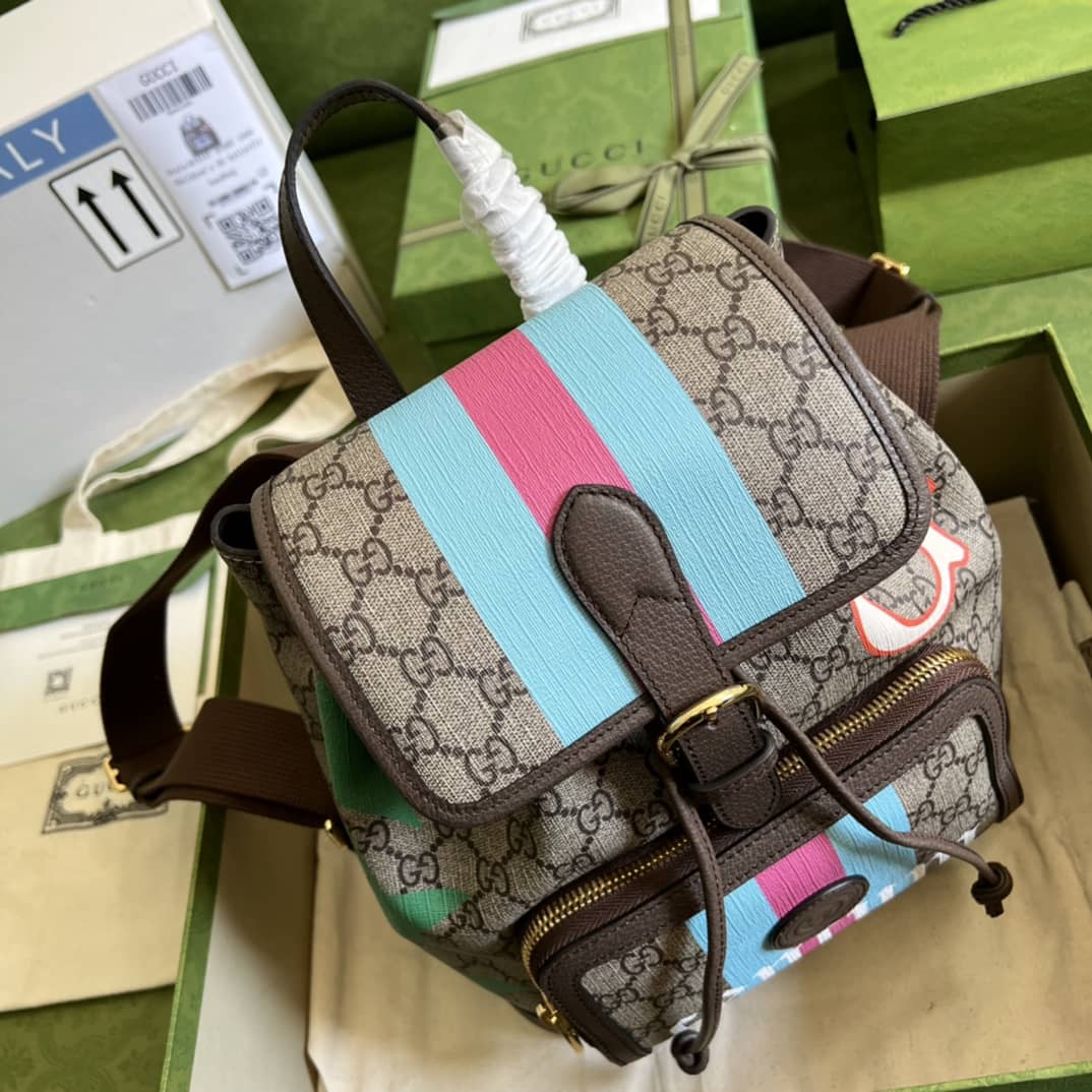 Gvc*1 Interlocking GG Svp*me Backpack Beige Replica 674147