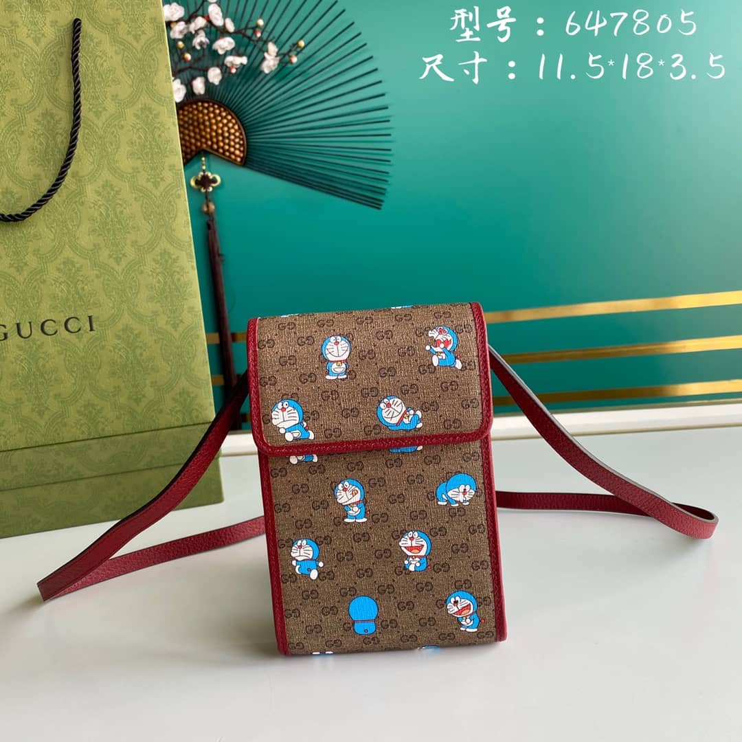 Gvc*1 X Doraemon Mini Canvas Phone Bag Replica 647805