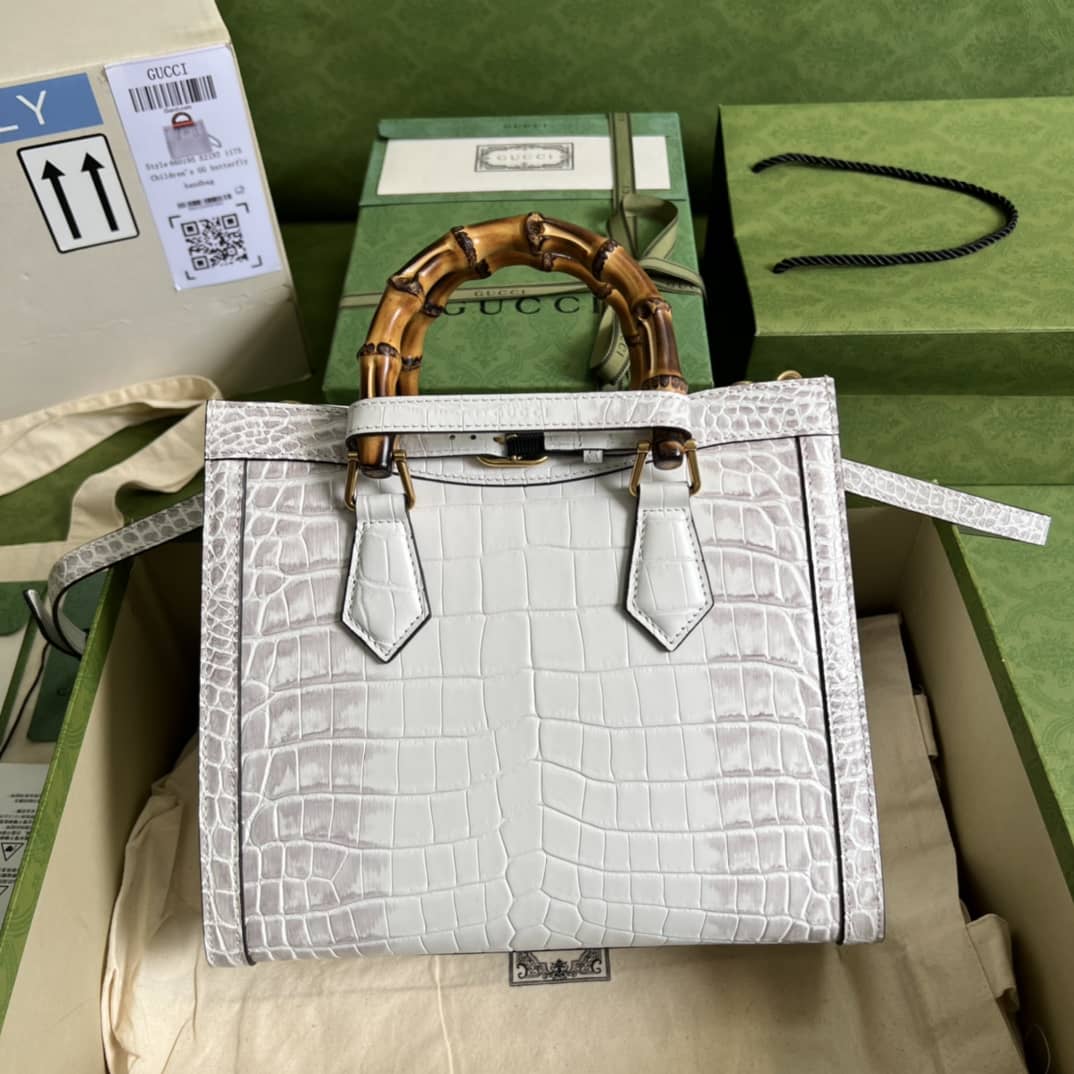 Gvc*1 Diana GG Leather Small White 660195 Replica Tote Bag