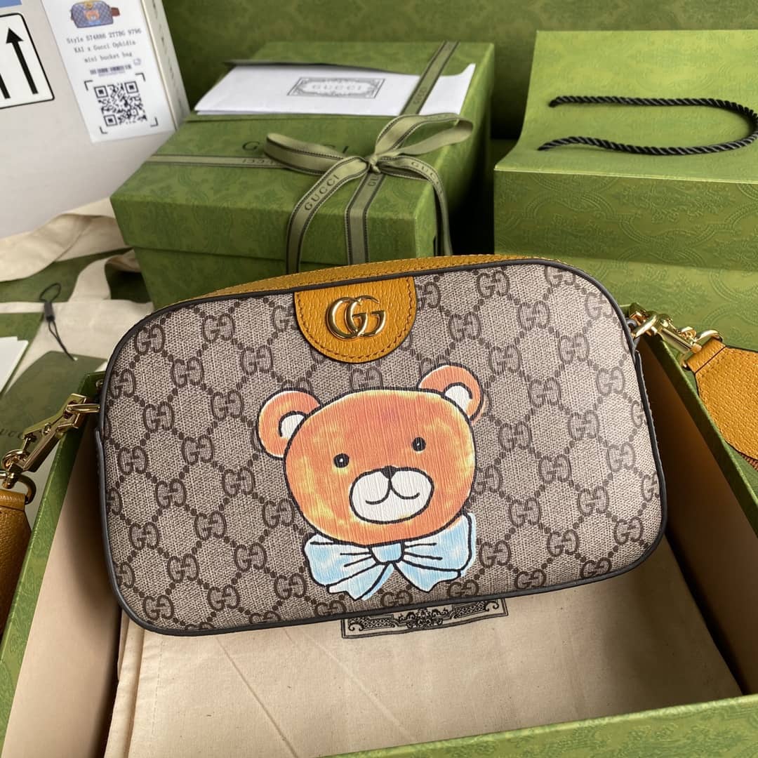 Gvc*1 Exo-Kai Teddy Bear Svp*me GG Canvas Shoulder Bag Replica 574886