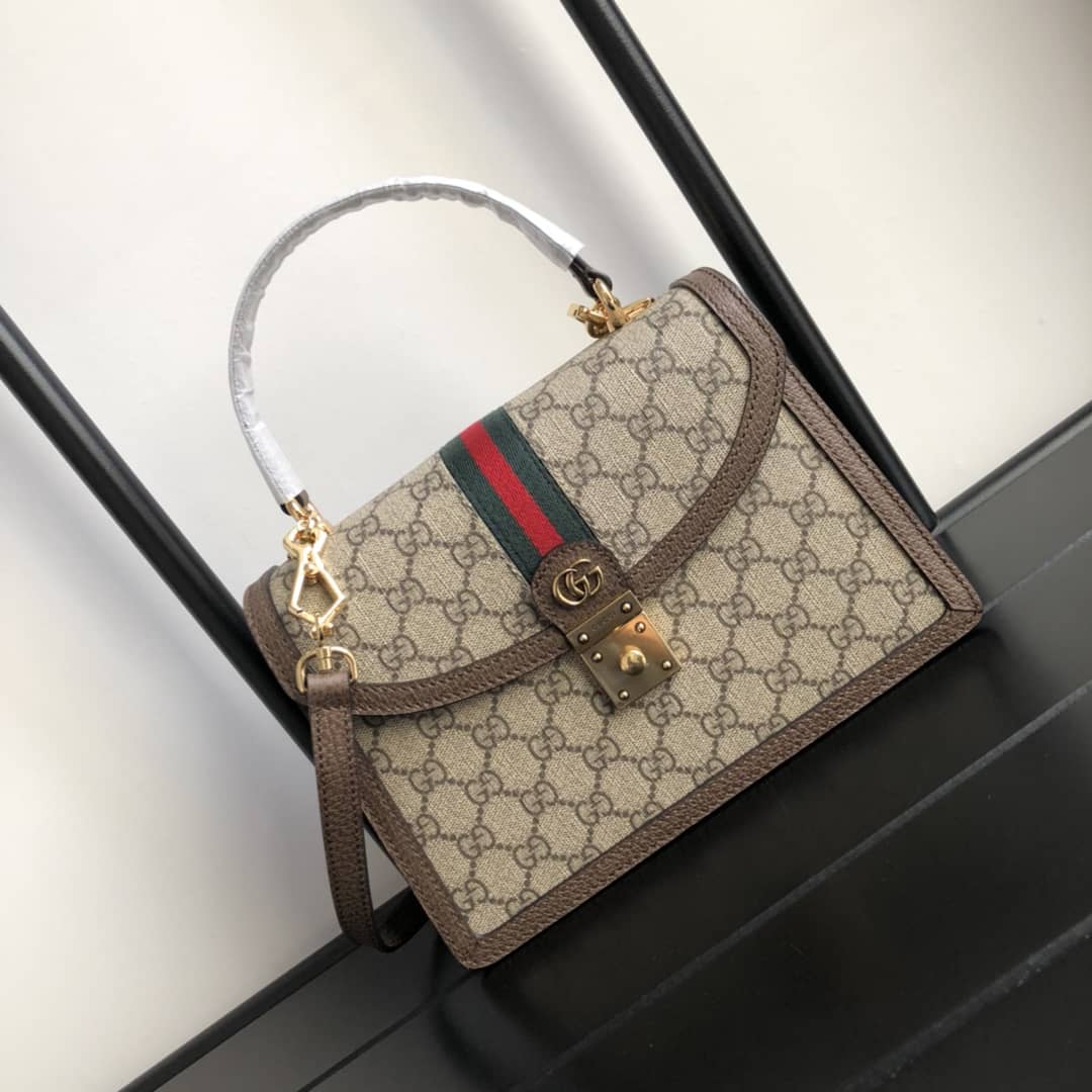 Gvc*1 Ophidia Small Top Handle Bag Replica Brown 651055