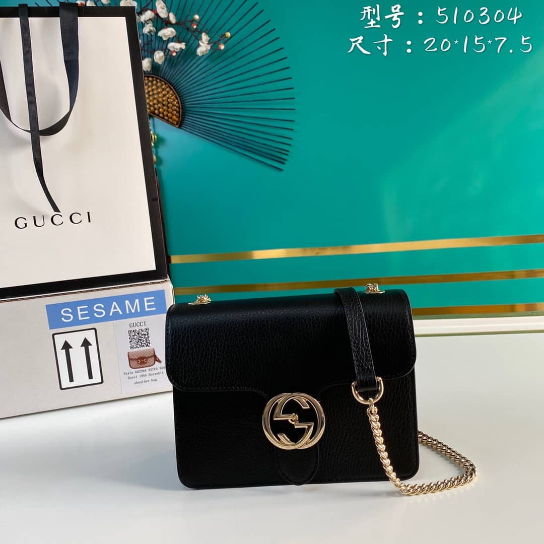 Gvc*1 Interlocking Leather Chain Crossbody Bag Replica 510304