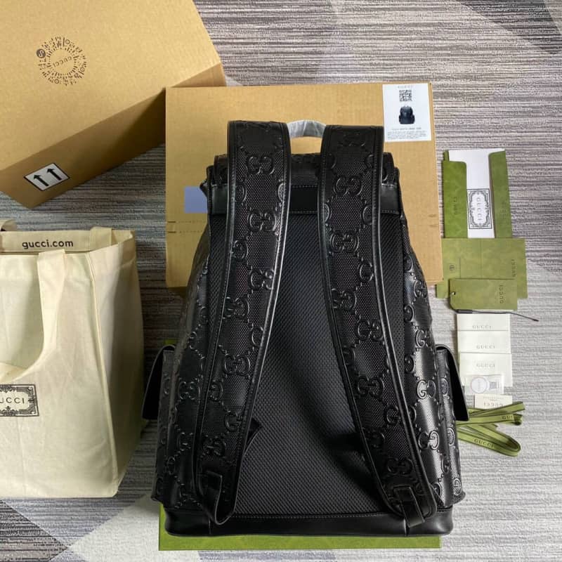 Gvc*1 GG Embossed Leather Replica Backpack Black 625770