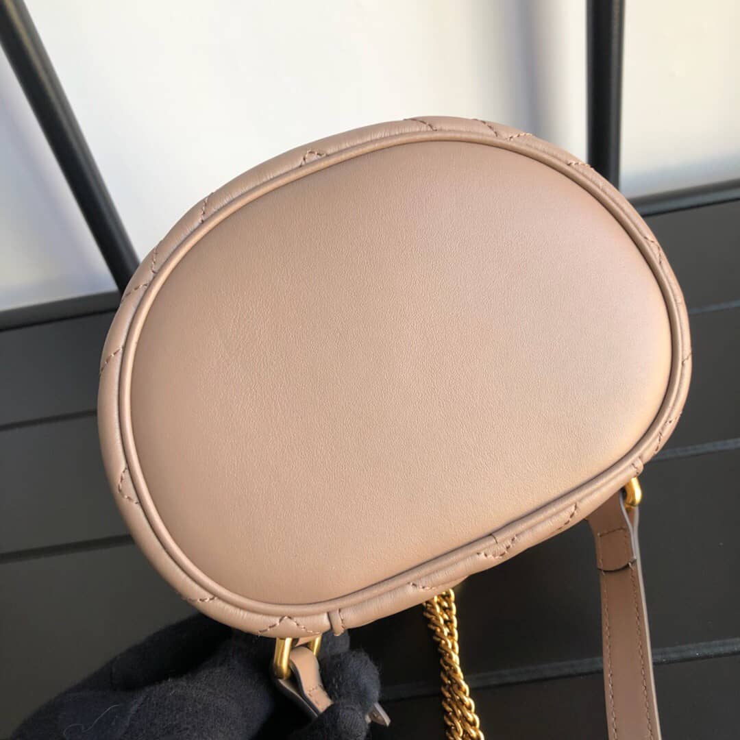 Gvc*1 GG Marmont Matelesse Mini Round Replica Backpack Brown 598594