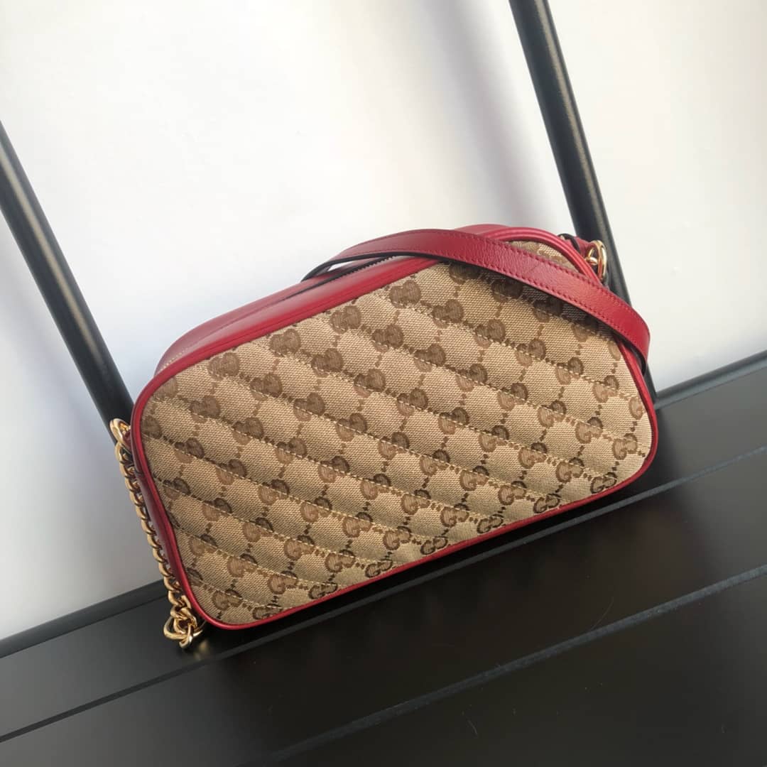 Gvc*1 Handbag Dupes GG Marmont Small Shoulder Handbag Camera Bag Replica Brown 447632
