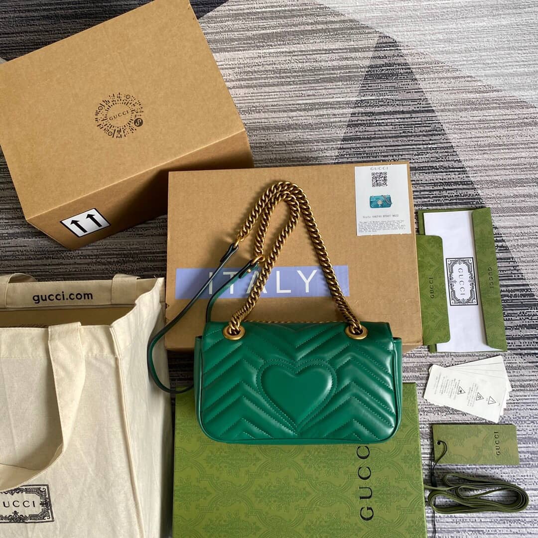 Gvc*1 GG Marmont Mini Matelasse Shoulder Bag Replica Green 446744