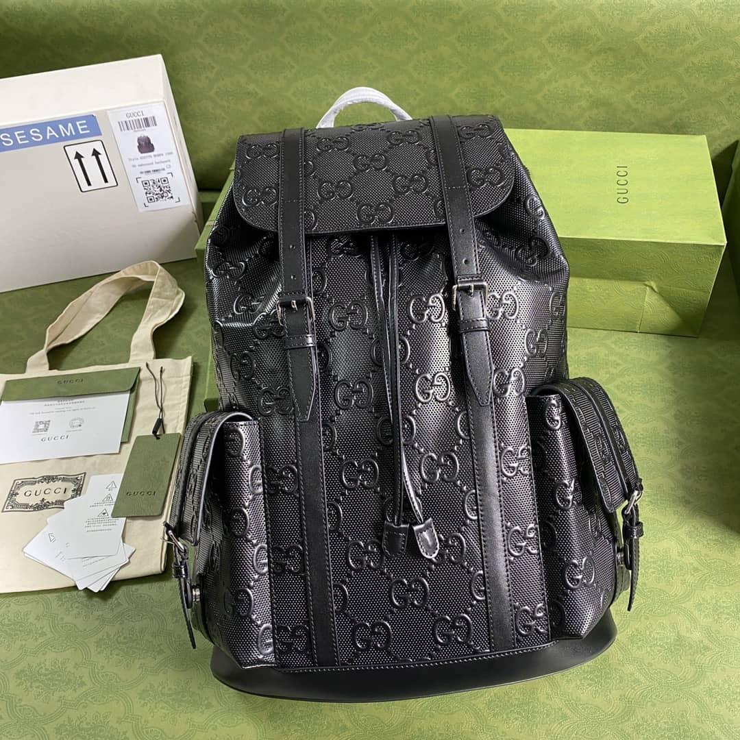 Gvc*1 GG Embossed Backpack Replica Black 625770