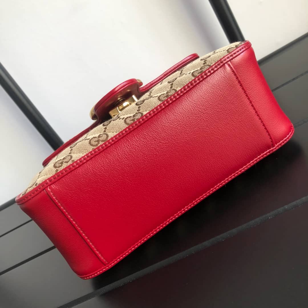 Gvc*1 GG Marmont Mini Top Handle Bag Replica Red 583571