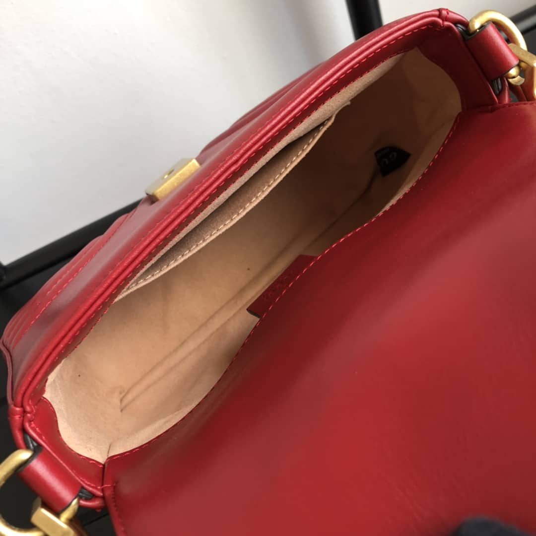 Gvc*1 GG Marmont Mini Leather Top Handle Bag Replica Red 547260