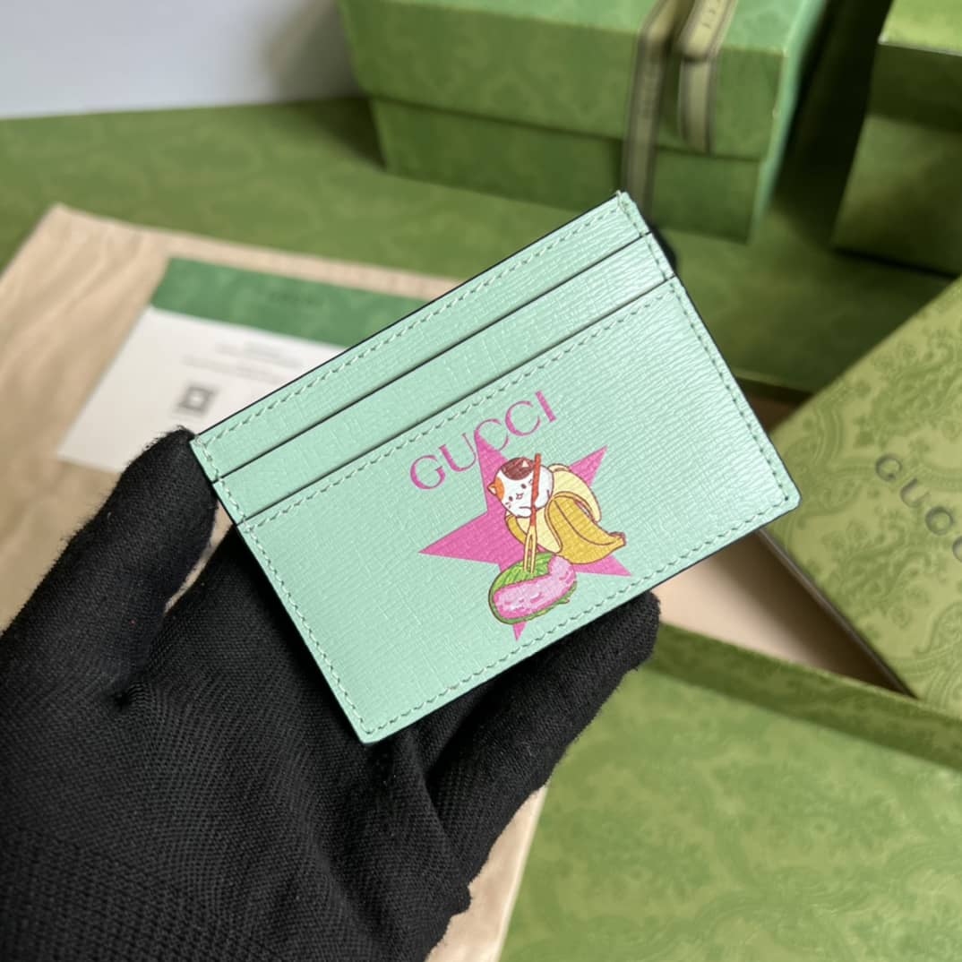 Gvc*1 Star Bananya Print Card Case Green 701064 Replica Wallet