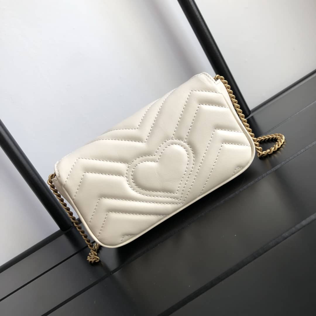 Gvc*1 GG Marmont Matelasse Leather Mini Shoulder Bag Replica White 476433