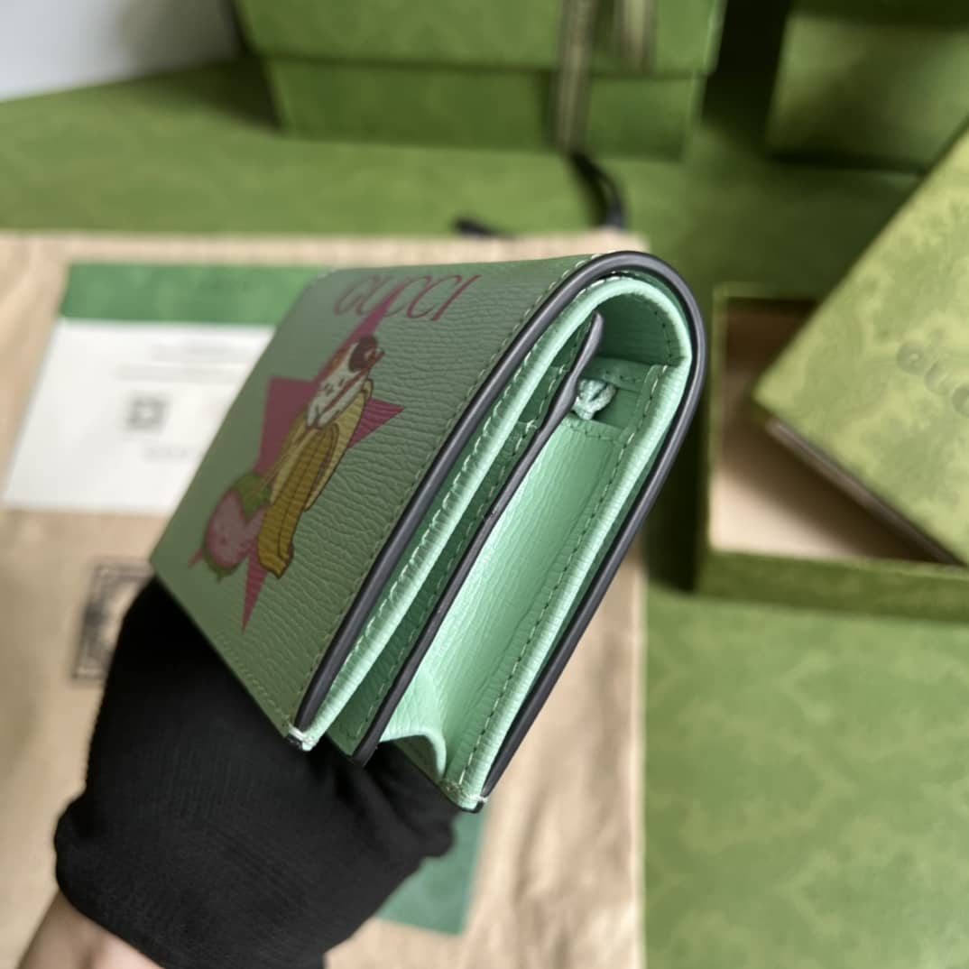 Gvc*1 Star Bananya Print Card Case Pale Green 701009 Replica Wallet