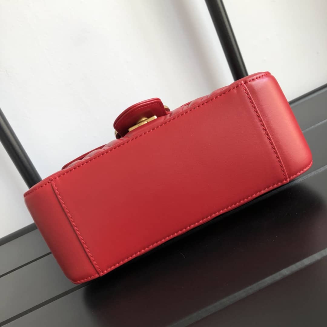 Gvc*1 GG Marmont Mini Leather Top Handle Bag Replica Red 547260
